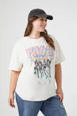 Women's KISS Graphic T-Shirt in White, 1X