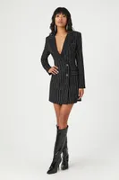 Women's Rhinestone Double-Breasted Blazer Dress in Black Large