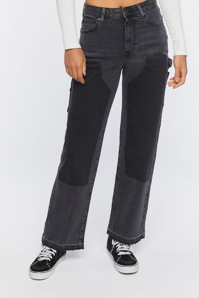 Women's Washed-Panel High-Rise Jeans in Washed Black, 26