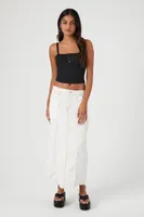 Women's Ribbed Half-Button Cropped Cami