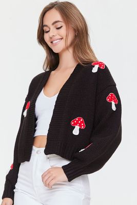 Women's Mushroom Cardigan Sweater in Black Small