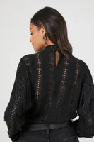 Women's Lace Fringe Bodysuit in Black Small