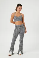 Women's Active Houndstooth Flare Leggings Black/Vanilla