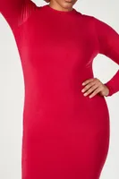 Women's Mock Neck Midi Dress Red,