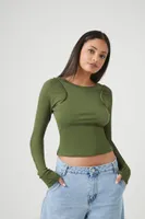 Women's Reworked Long-Sleeve Top in Olive, XS