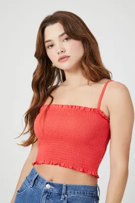 Women's Smocked Cropped Cami in Cayenne Medium