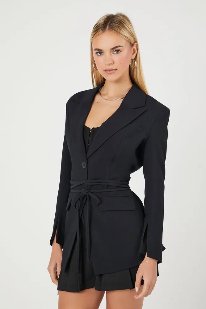 Women's Belted Cutout Blazer in Black Small