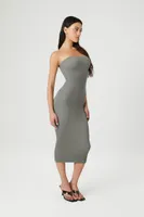 Women's Seamless Midi Tube Dress in Dark Olive, XL