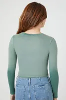 Women's Ribbed Knit Jacksonville Cropped T-Shirt in Green Small