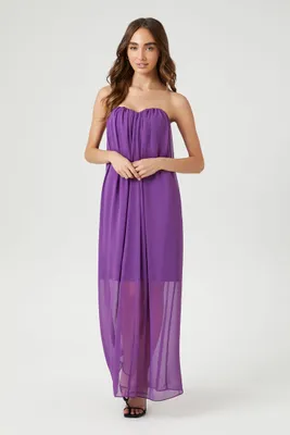 Women's Chiffon Sweetheart Maxi Dress