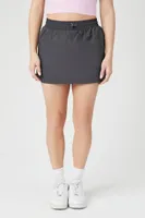 Women's Drawstring A-Line Mini Skirt in Grey, XS