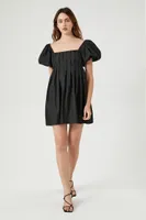 Women's Pleated Babydoll Dress Black