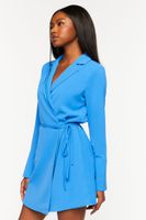 Women's Surplice Mini Wrap Dress in Royal Blue Small