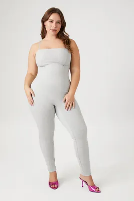 Women's Fitted Cami Jumpsuit in Heather Grey, 2X