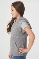 Girls Sleeveless Hooded Sweater (Kids) Grey,