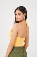 Women's Rosette Cropped Halter Top in Sunset Medium