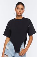 Women's Curved Hem Cropped T-Shirt in Black Small