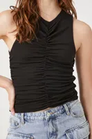 Women's Ruched Tank Top in Black Medium