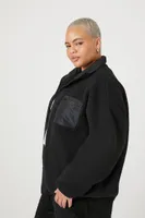 Women's Faux Shearling Jacket in Black, 0X