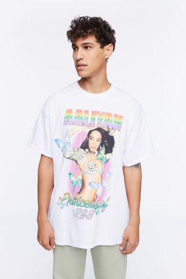 Men Rainbow Aaliyah Graphic Tee in White Medium