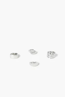 Women's Thick Smooth Ring Set in Silver, 7