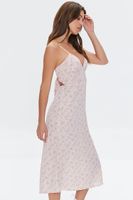 Women's Floral Print Tie-Back Midi Dress in Light Pink Large