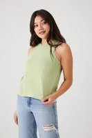 Women's Mineral Wash Crew Tank Top in Olive Small