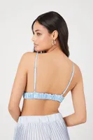 Women's Shirred Satin Bralette Bluebell