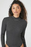 Women's Striped Mock Neck Bodysuit