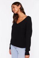 Women's Ribbed Drop-Sleeve Sweater in Black Small