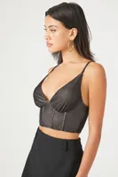 Women's Bustier Cropped Cami in Black/Nude Small