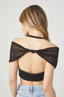 Women's Mesh Off-the-Shoulder Crop Top