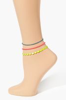 Women's Ball Chain Anklet Set in Pink/Blue