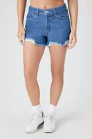 Women's Distressed Denim Shorts Medium Denim,