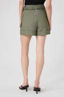 Women's Belted Paperbag Cargo Shorts in Cypress Medium