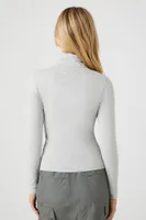 Women's Fitted Turtleneck Sweater in Heather Grey Large