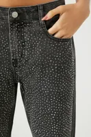 Women's Rhinestone Straight-Leg Jeans Washed Black,