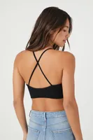 Women's Seamless Plunging Crisscross Bralette in Black Medium