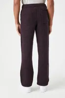 Men Marled Drawstring Straight Pants in Burgundy/Black, XXL