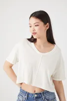 Women's Drop-Sleeve Cropped T-Shirt in White Medium