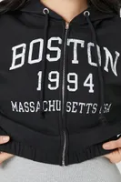 Women's Fleece Boston Zip-Up Hoodie in Black Small