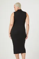 Women's Bodycon Midi Dress in Black, 1X