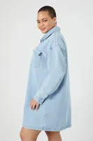 Women's Denim Shirt Dress in Light Denim, 3X