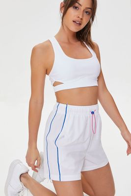 Women's Active Toggle Drawstring Shorts in White, XS