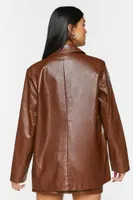 Women's Faux Leather Blazer in Chocolate Large