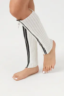 Zip-Up Leg Warmers in White