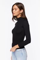 Women's Seamless Ribbed Turtleneck Top in Black Large