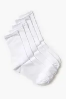 Ribbed-Trim Crew Socks in White/White