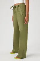 Women's Drawstring Wide-Leg Pants in Olive Medium