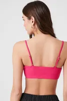 Women's Notched Rib-Knit Bralette in Miami Pink Medium